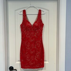 Elegant Red Lace Dress size xl